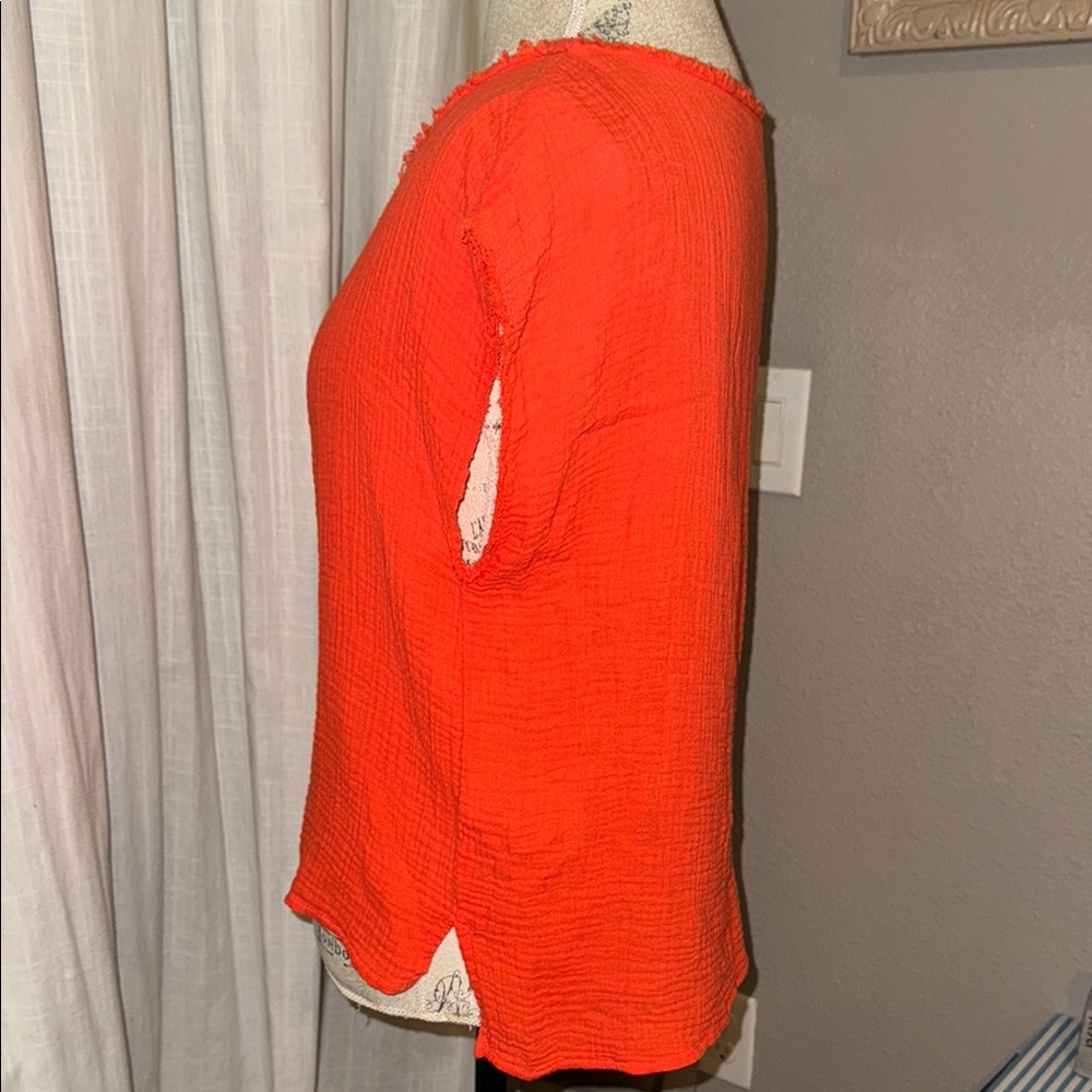 Philosophy Republic Clothing Women's shirt Coral Orange Top shortsleeve blouse S - Picture 7 of 10